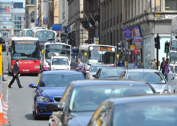 Traffic backs up in the centre of Glasgow. File photo: TSPL