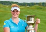 Kylie Walker of Scotland with the Deloitte Ladies Open trophy. Picture: Tristan Jones