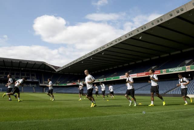 The Celtic squad train yesterday at the home of Scottish rugby, Murrayfield. Picture: SNS