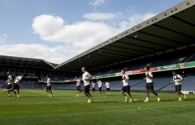 The Celtic squad train yesterday at the home of Scottish rugby, Murrayfield. Picture: SNS