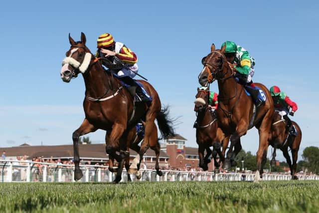 Porthos Du Vallon goes clear en route to winning at Ayr. Picture: John Grossick