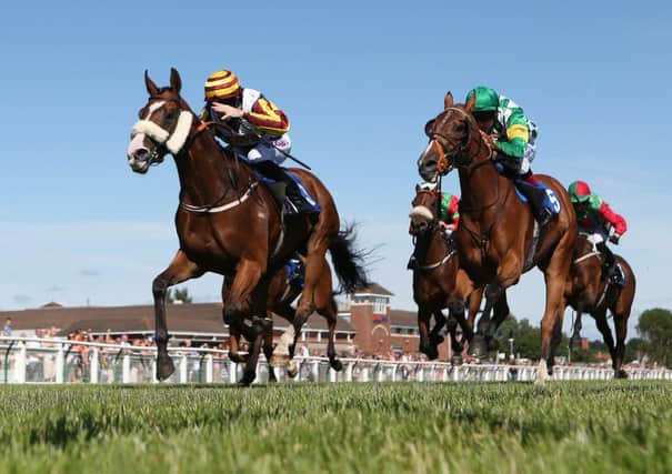 Porthos Du Vallon goes clear en route to winning at Ayr. Picture: John Grossick