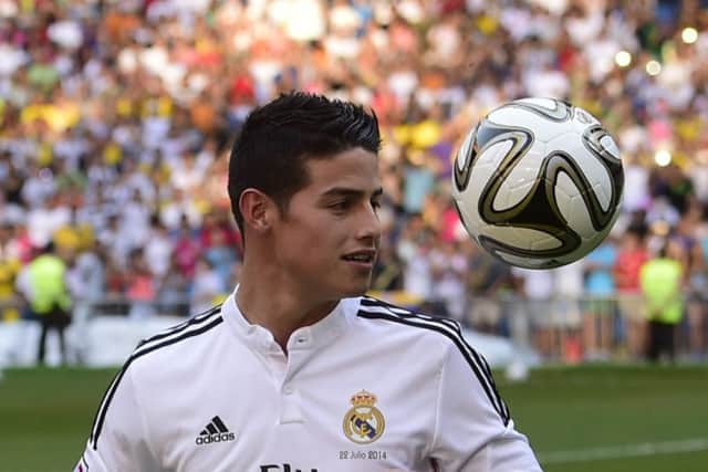 Colombian World Cup sensation James Rodriguez was unveiled after his move to Real Madrid yesterday. Picture: Getty
