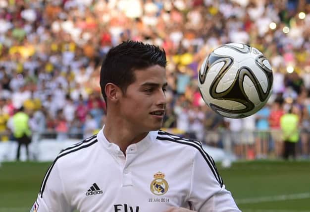 Colombian World Cup sensation James Rodriguez was unveiled after his move to Real Madrid yesterday. Picture: Getty