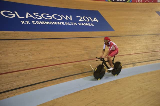 British cyclist Bradley Wiggins rides past during a training session at the Sir Chris Hoy Velodrome at the Emirates Arena. Picture: Getty