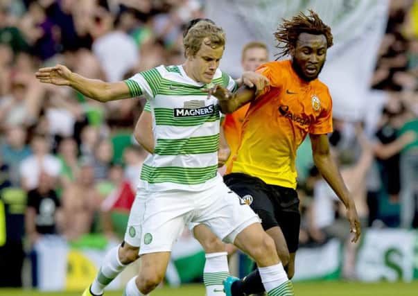 Teemu Pukki battles for the ball during Tuesday's clash with KR. Picture: SNS
