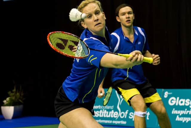 Scotland's Jillie Cooper and Martin Campbell in action. Picture: SNS