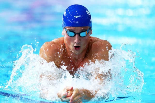 Michael Jamieson competes in the Men's 200m Breaststroke Heat 3 at Tollcross International Swimming Centre. Picture: Getty