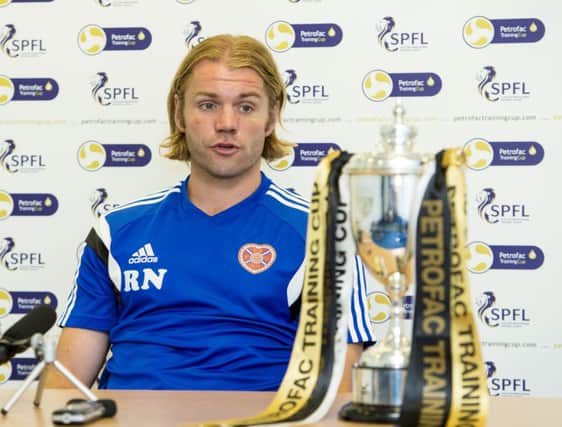 The Petrofac Training Cup visited Riccarton yesterday as Robbie Neilson looked ahead to Hearts tie with Annan. Picture: SNS