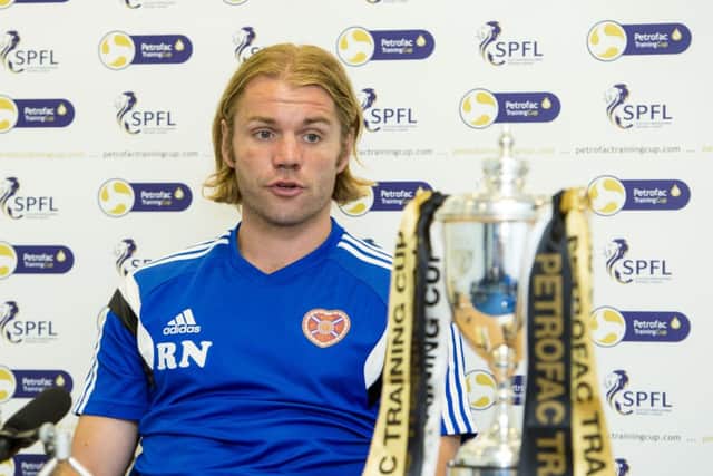 The Petrofac Training Cup visited Riccarton yesterday as Robbie Neilson looked ahead to Hearts tie with Annan. Picture: SNS