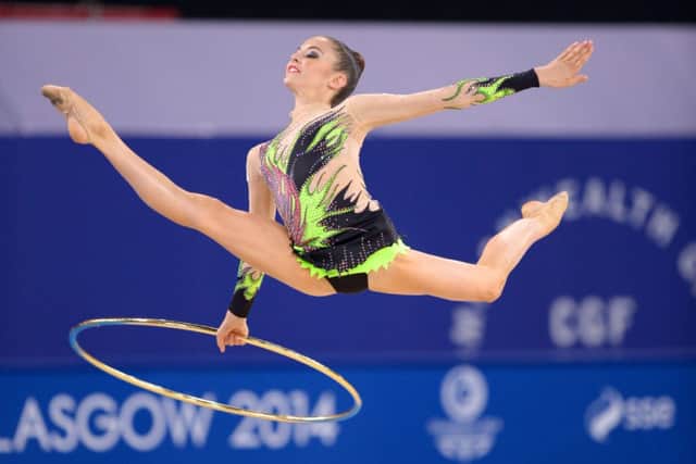 Wales' Laura Halford competes in the Rhythmic Gymnastics Team Final and Individual Qualification. Picture: PA