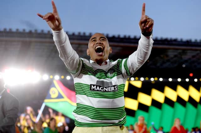 Lomalito Moala pictured at the opening ceremony in a Celtic shirt. Picture: SNS