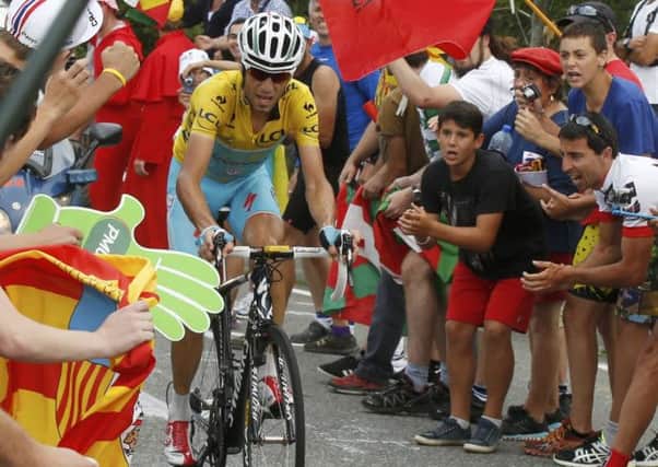 Vincenzo Nibali of Italy climbs to Hautacam to win the 18th stage of the Tour de France. Picture: Reuters