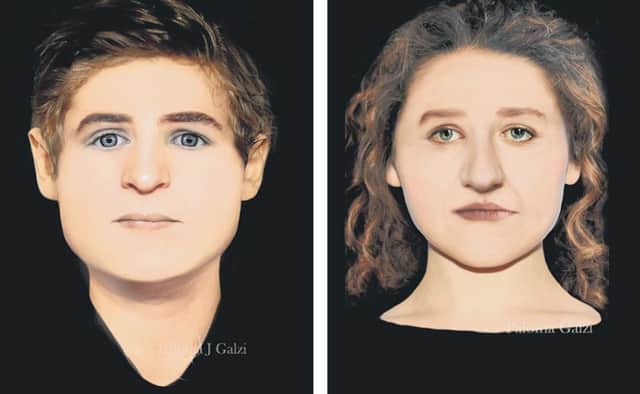 A boy, aged between 13-17 from 14th-15th century, and woman 25-35 from the same period