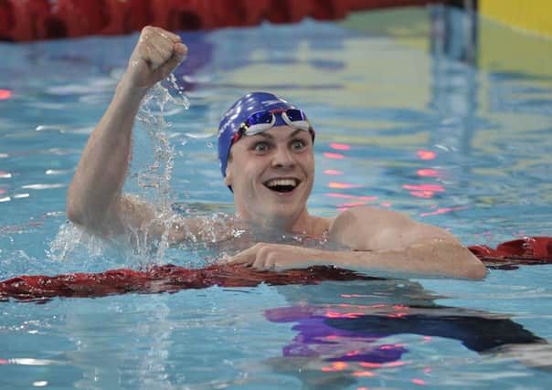 Ross Murdoch celebrates after winning the gold medal. Picture: Ian Rutherford