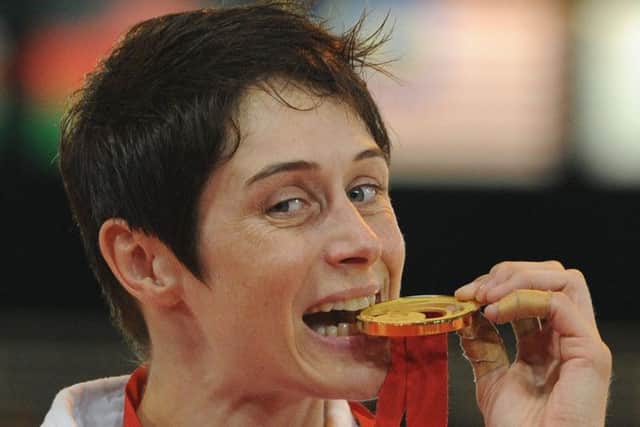 Sarah Clark got the bit between her teeth to win another gold medal last night. Now she is ready to retire aged 36. Picture: Neil Hanna