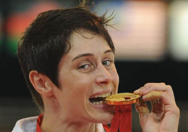 Sarah Clark got the bit between her teeth  to win another gold medal  last night. Now she is ready to retire aged 36. Picture: Neil Hanna