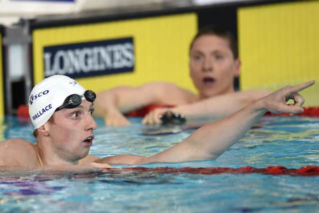 Scotland's Daniel Wallace wins gold in the Men's 400m Individual Medley in the swimming at Tollcross Swimming Centre. Picture: Jane Barlow