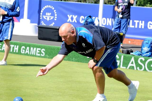 Alex Marshall of Team Scotland Lawn bowls team at Kelvingrove Lawn Bowls Centre. Picture: TSPL