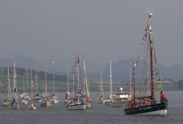 Small ships, yachts and clippers sail up the River Clyde from Greenock to Glasgow