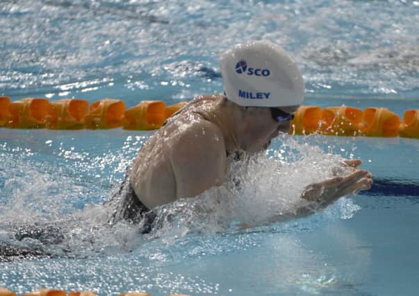 Hannah Miley on Thursday as she raced to gold in the pool. Picture: Andrew O'Brien