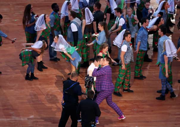 John Barrowman performs during the Opening Ceremony for the Glasgow 2014 Commonwealth Games at Celtic Park. Picture: Getty