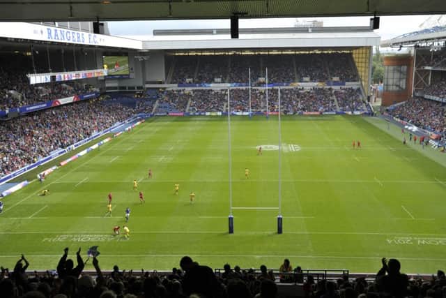 The proposal took place in front of thousands of fans at Ibrox stadium. Picture: Ian Rutherford
