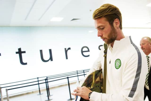 New Celtic signing Jo Inge Berget prepares to fly to Warsaw with the rest of the Celtic squad. Picture: SNS