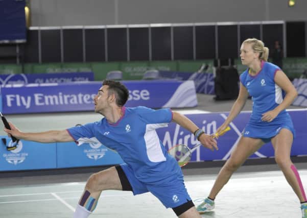 Jillie Cooper & Paul Van Rietvelde in action in their match against Liu & Li of Canada.  Picture: Ian Rutherford