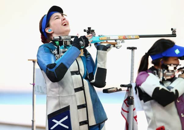 Scotlands Jen McIntosh reacts to missing out on gold medal. Picture: Getty