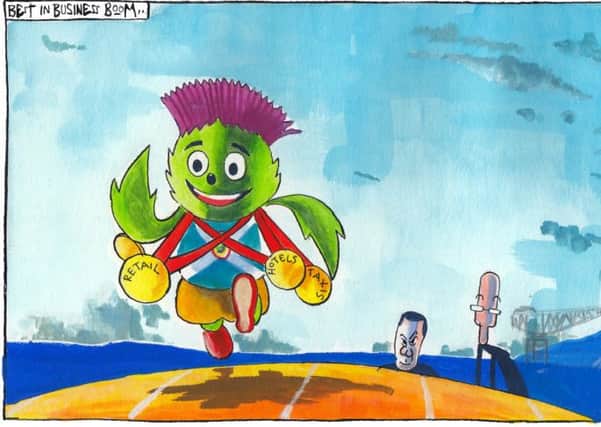 The Commonwealth Games are boosting Glasgow business trade. Illustration: Iain Green