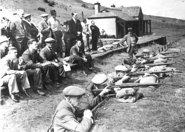 Local Defence Volunteers in training in Scotland. World War II weapons may be buried at West End Primary School. Picture: TSPL