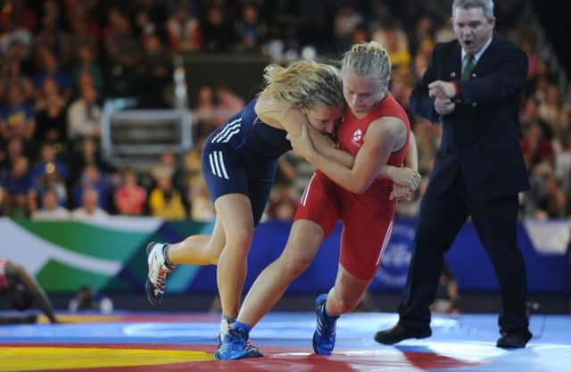 Shannon Hawke (Blue) takes on Jayne Clason in their all-Scottish clash. Picture: Neil Hanna