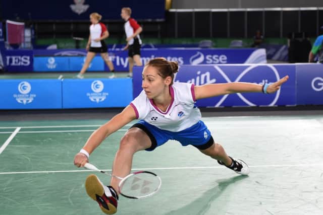 Kirsty Gilmour in action during her singles match against Australia. Picture: Lorraine Hill