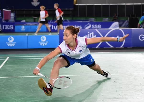 Kirsty Gilmour in action during her singles match against Australia. Picture: Lorraine Hill