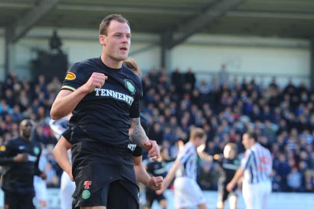 Anthony Stokes in a Tennent's-sponsored strip in March 2013. Picture: Robert Perry