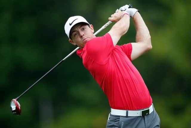 Rory McIlroy drives during a practice round at Firestone Country Club, where he hopes to win a maiden WGC. Picture: Getty