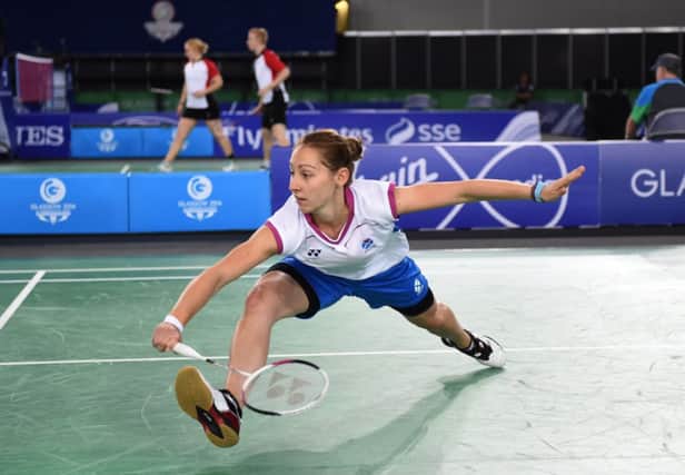 Kirsty Gilmour of Scotland stretches to play a shot during her victory over Verdet Kessle. Picture: Lorraine Hill