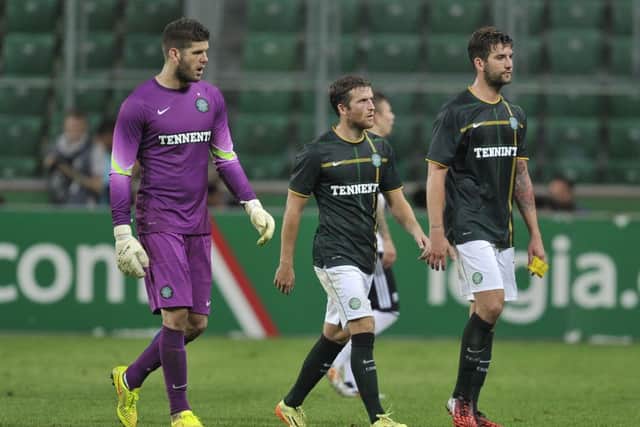 Dejection for Fraser Forster, Adam Matthews and Charlie Mulgrew as they trudge of the pitch at the final whistle. Picture: Getty