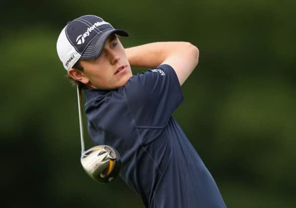 Chris Robb of Scotland tees off on the first hole during the Boys Home Internationals at Hankley Common. Picture: Getty
