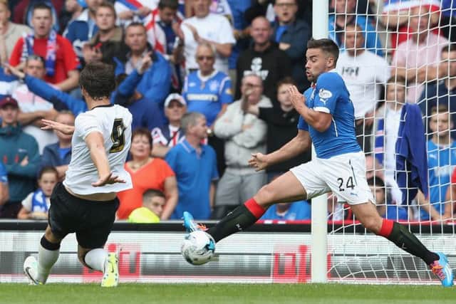 Chris Martin scores the first goal. Picture: Getty
