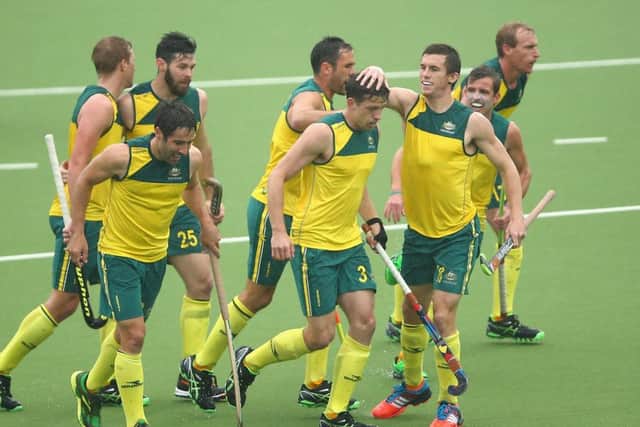 Australia men's hockey team triumphed over India in 2010 with an 8-0 win. Picture: Getty