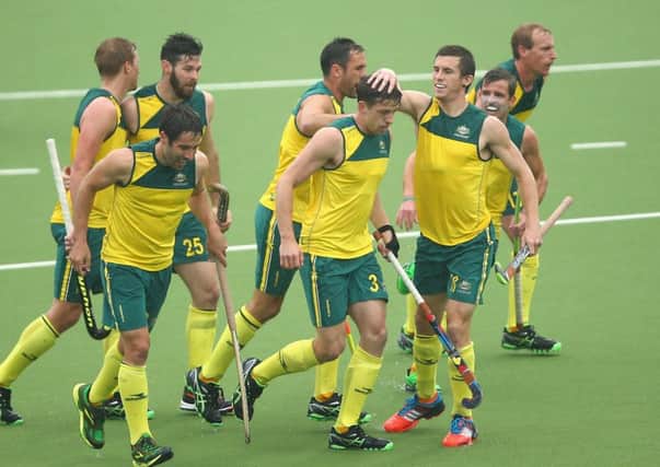 Australia men's hockey team triumphed over India in 2010 with an 8-0 win. Picture: Getty