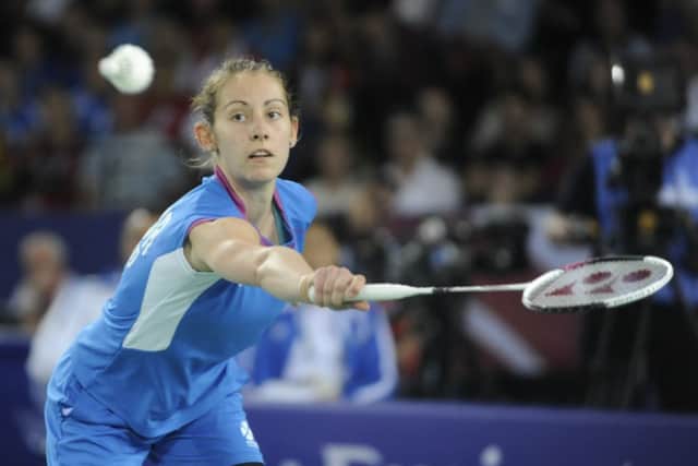 Kirsty Gilmour of Scotland wins a silver medal losing out to the Gold to Michelle Li of Canada