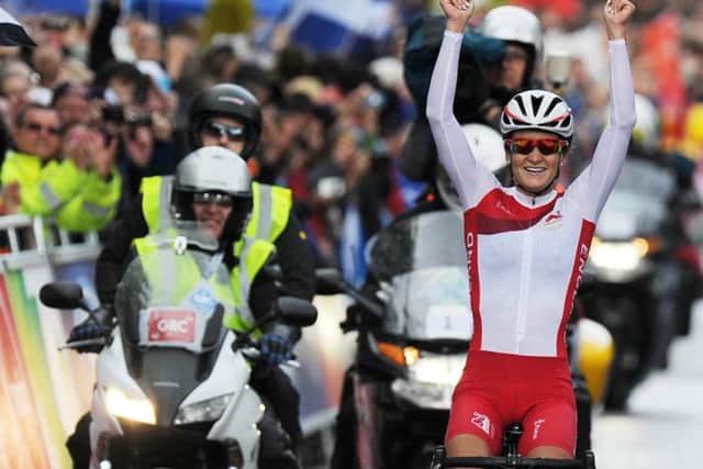 England's Lizzie Armitstead celebrates her victory. Picture: Neil Hanna