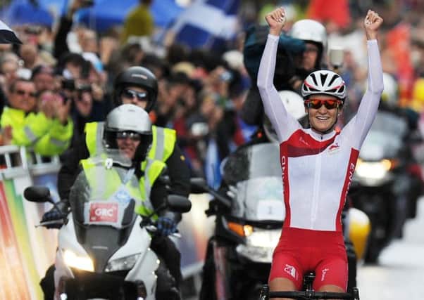 England's Lizzie Armitstead celebrates her victory. Picture: Neil Hanna