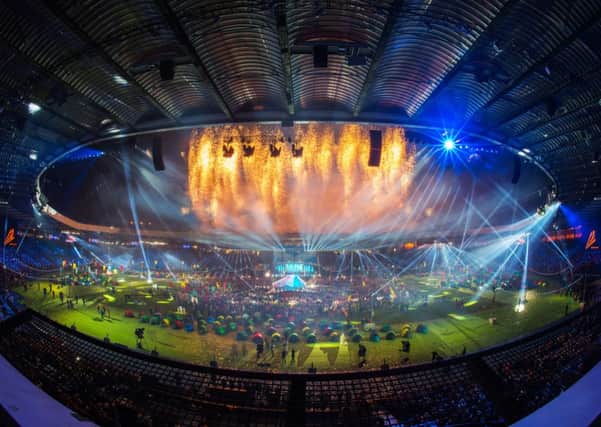 Fireworks are set off over Hampden at the Glasgow 2014 closing ceremony. Picture: SNS