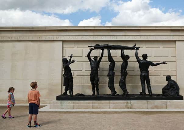 Visitors gather to mark the centenary of the First World War at The National Memorial Arboretum on August 4, 2014 in Stafford. Picture: Getty