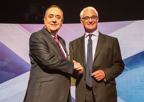 Alex Salmond and Alistair Darling squared off in a live TV debate yesterday - catch up on the day's analysis here. Picture: Getty