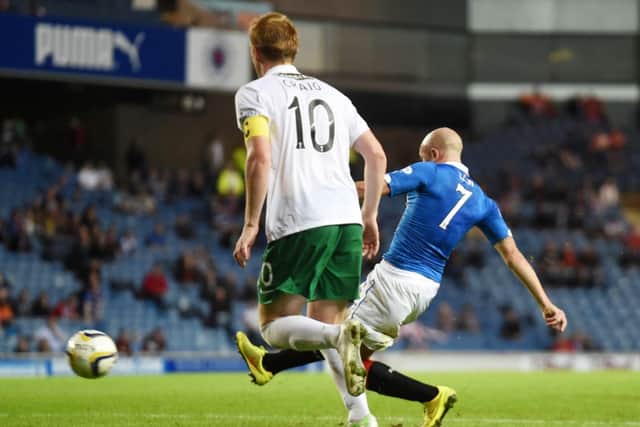 Rangers star Nicky Law fires home his side's second goal of the game. Picture: SNS